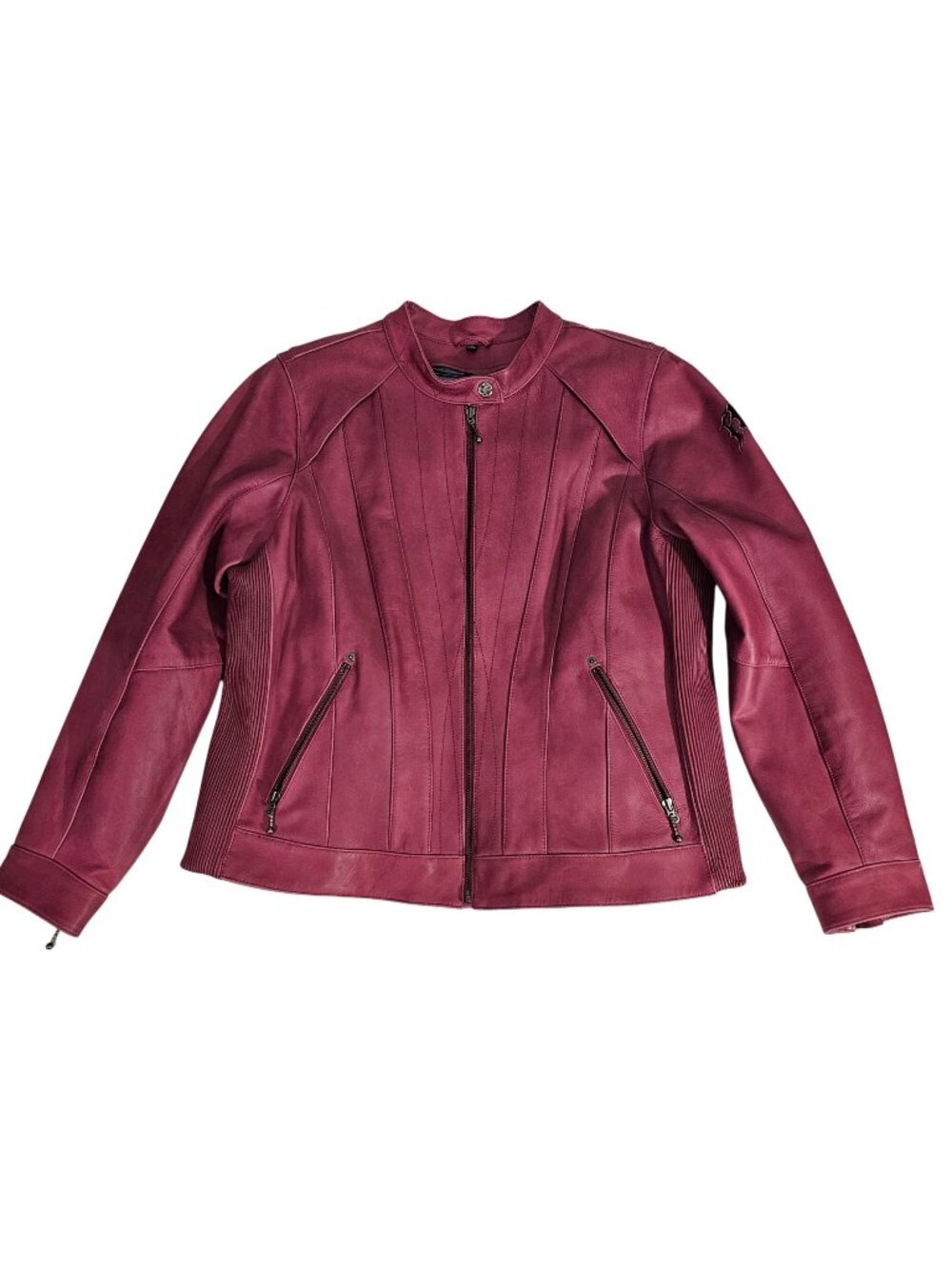 Harley-Davidson Burgundy Leather Jacket 2XL Tuscadero Biker Style Embellished